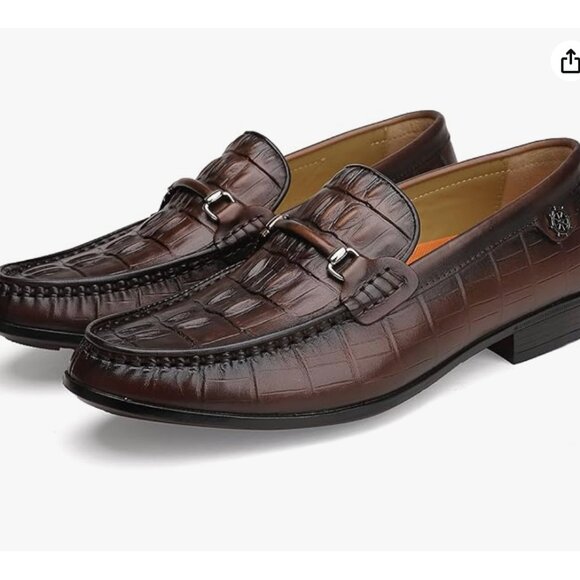 Golden Coast Brown Crocodile Embossed Leather Bit Slip-On Loafers Shoes Mens 11M - Picture 15 of 15